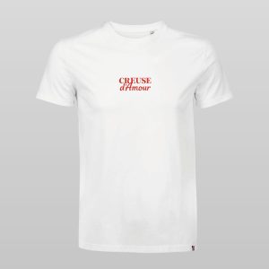 T-shirt blanc Creuse d'Amour coupe homme vu de face